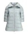 Herno Cleofe High Neck Crop-sleeved Coat In Blue