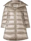 Herno Grey Cleofe Midi Down Jacket In Metallic