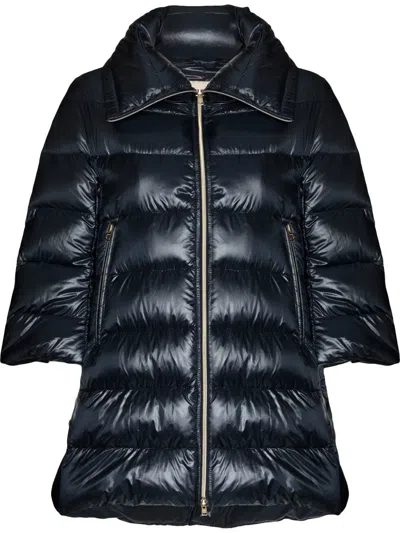 Herno Cleofe Midi Down Jacket In Blue