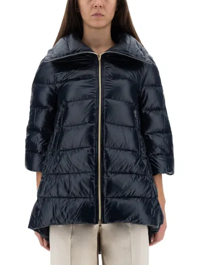 Herno Cleofe Midi Down Jacket In Blue