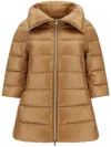 Herno Quilted Hooded Jacket Drawstring Detail In Brown