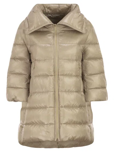 Herno Cleofe Ultralight Nylon Down Jacket In Gold