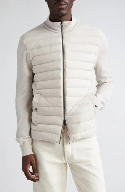 Herno Cloud Mixed Media Down Jacket In Stone