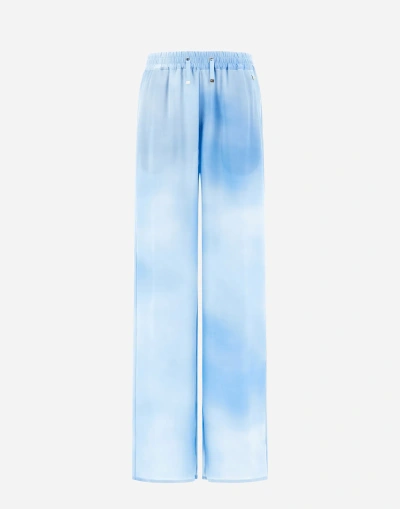 Herno Cloud Silk Trousers In Light Blue