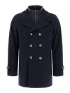 Herno Long-sleeved Spliced Coat In Blue