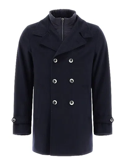 Herno Long-sleeved Spliced Coat In Black