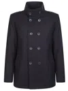 Herno Tailored Black Wool Blend Coat In Black
