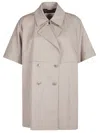 Herno Double-breasted Hooded Trench Coat In Brown