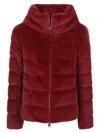 Herno Padded Jacket With Faux Fur Texture In Burgundy