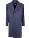 Herno Herringbone Single-breasted Coat In Blue