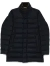 Herno Blue Cashmere Fur Three-quarter Coat In Blue