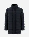 Herno Men Down Jacket With Fur Collar In Navy Blue