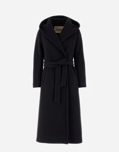 Herno Coat In Chic Wool Cloth In Black