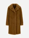 Herno Coat In Curly Alternative Fur In Brown