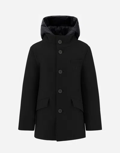 Herno Coat In Ecowool And Nylon Chamonix In Black