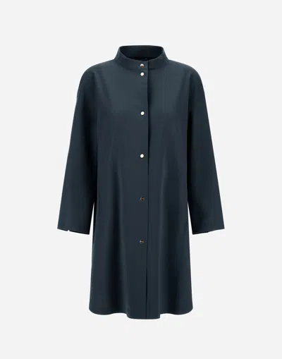 Herno Coat In First-act Pef In Blu Navy