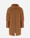 Herno Coat In Luxury Wool And Nylon Ultralight In Camel
