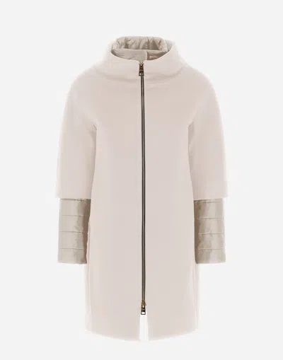 Herno Coat In Luxury Wool And Nylon Ultralight In Light Beige
