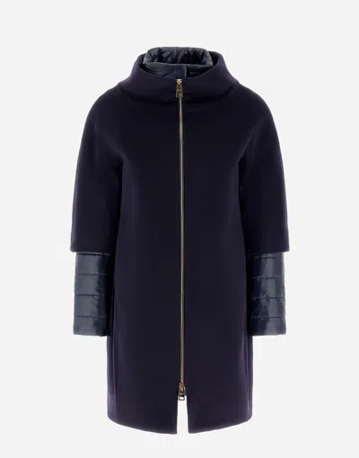 Herno Coat In Luxury Wool And Nylon Ultralight In Navy Blue
