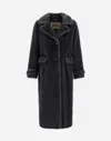 Herno Coat In Melange Alternative Mink Fur In Black