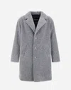 Herno Textured Mohair Wool Single Breasted Coat In Gray
