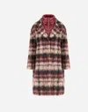 Herno Coat In Mohair Check Wool And Nylon Ultralight In Burgundy