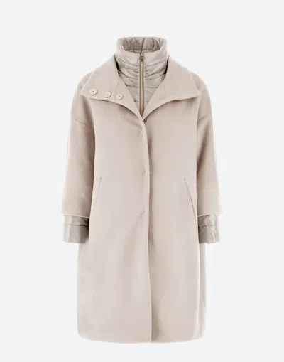 Herno Coat In New Cashmere And Nylon Ultralight In Chantilly