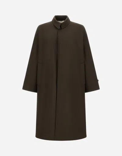 Herno Coat In Slub Cotton Twill In Green