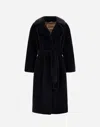 Herno Long Coat With Belted Waist And Notched Lapels In Black