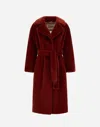 Herno Coat In Soft Alternative Fur In Red