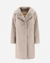 Herno Faux-fur Single-breasted Long Sleeved Coat In Chantilly