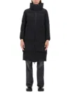 Herno Long Length Quilted Coat With High Collar In Black
