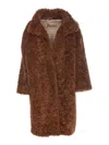 Herno Curly Faux Fur Coat In Marrón
