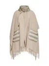 Herno Fringed Cape In Nuovo Chantilly