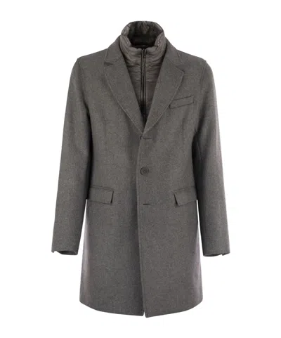 Herno Coat With Detachable Collar In Gray