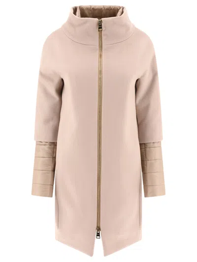 Herno Coat With Down Inserts Coats Beige In Multicolor