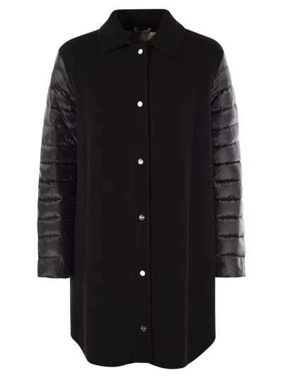 Herno Luxury Wool-blend Jacket With Quilted Down Sleeves In Navy