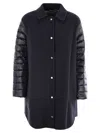 Herno Luxury Wool-blend Jacket With Quilted Down Sleeves In Night Blue