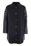 Herno Luxury Wool-blend Jacket With Quilted Down Sleeves In Night Blue