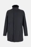 Herno Faux Fur Collar Wool-blend Car Coat In Gray