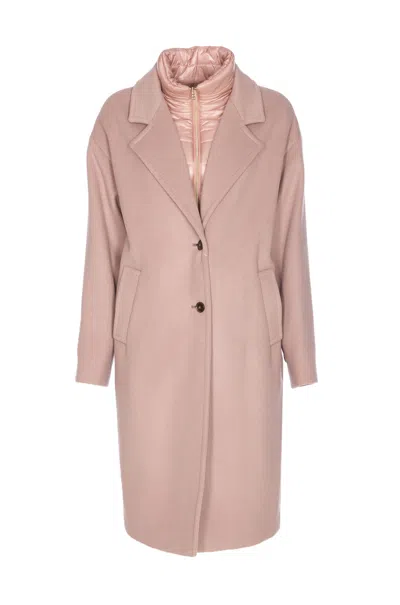 Herno Long Sleeve Padded Coat With Back Vent In Pink