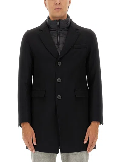 Herno Coat With Quilted Insert In Blue