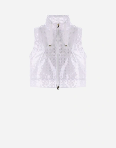 Herno Coated Lace And Grosgrain Sleeveless Jacket In White