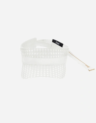 Herno Coated Lace And Grosgrain Visor In White