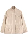 Herno Coated Linen Jacket In Beige