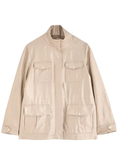 Herno Coated Linen Jacket In Neutrals