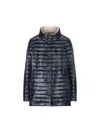 Herno Down Jacket Drawstring Detail High Collar In Blue