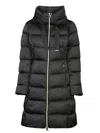 Herno Down Coat With Adjustable Waist And Silhouette In Black