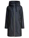 Herno Navy Blue Parka With Iridescent Effect And Slouchy Drawstring Hood