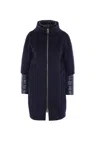Herno Layered-sleeved Zip-up Down Coat In Blue